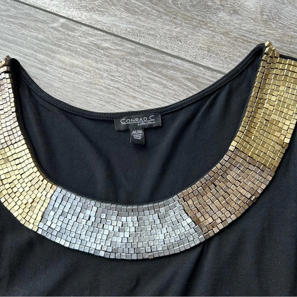 Conrad C Beaded Neckline Sleeveless Tank Top - Picture 9 of 12
